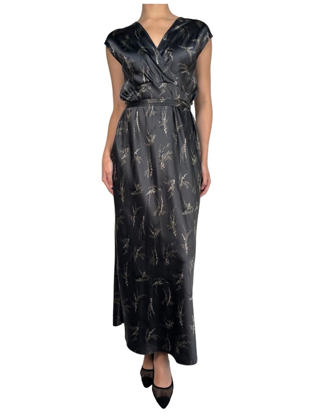 Vince 100% Silk Maxi Dress Luxury Elegant Floral